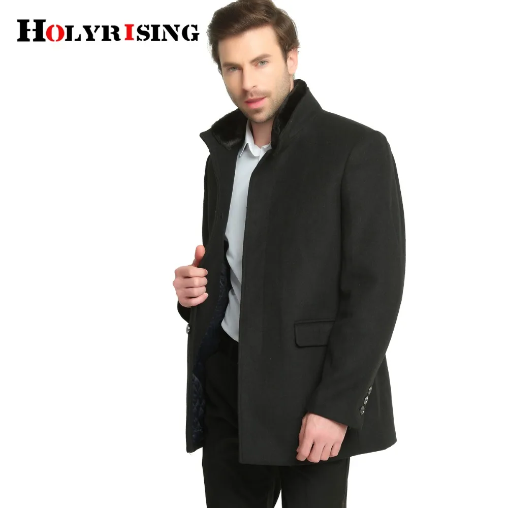 

Luxury Men Jacket Woolen Men's fur Collar coat Warm Wool mens jackets and coats Black Coat 4 Style