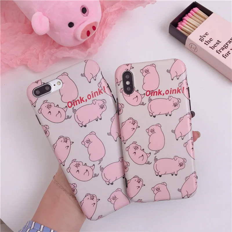 

Lovely Pink Pig Phone Case For iphone 7 Case For iphone X 8 6S 6 plus Back Cover Fashion Cute Cartoon Soft TPU Cases Animal Capa