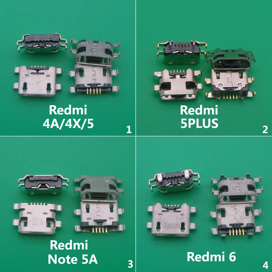 10 шт. разъем Micro USB разъем гнездо женский зарядный порт штекер питания, док-станции 5pin для Xiaomi Redmi 4A 4X5 plus 5 plus 6 Note 5A