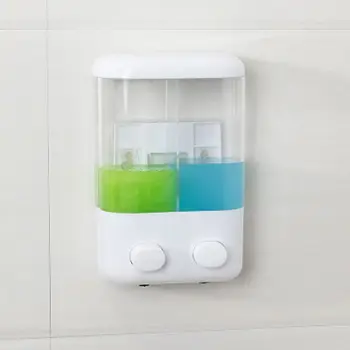 

1000ml Bathroom Soap Dispenser Double Slot Wall Mounted Adhesive Shampoo Container Clear Liquid Lotion Storage