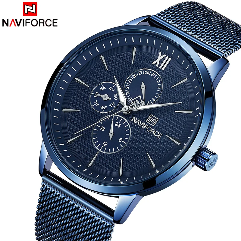 NAVIFORCE 2018 новые модные мужские часы повседневные Спортивные кварцевые наручные