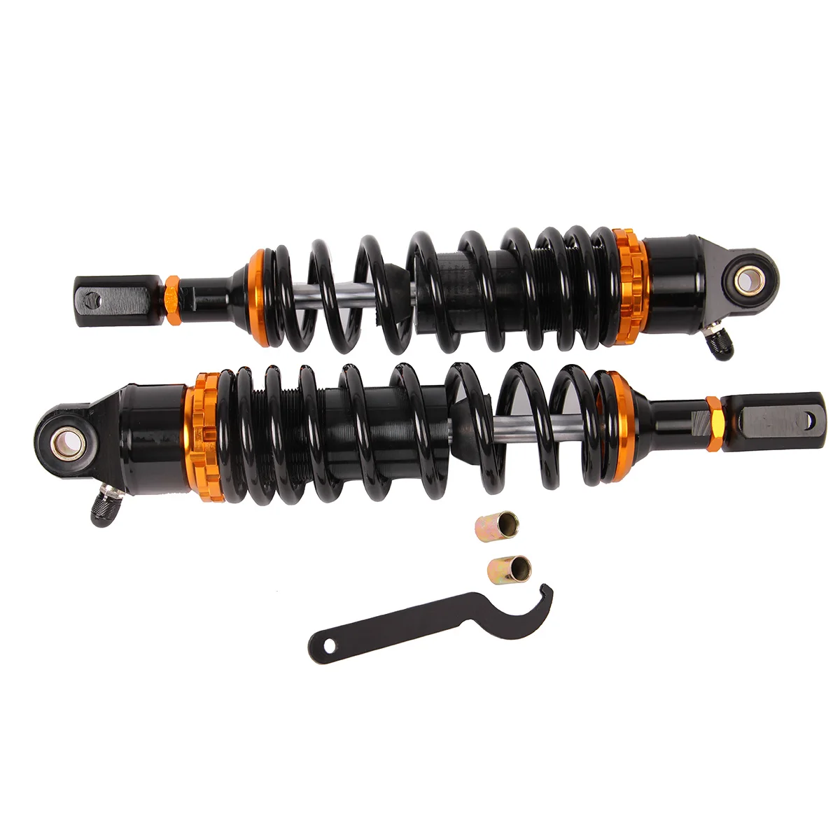 POSSBAY Universal 320mm Black Motorcycle Dirt Bike Rear Suspension Air Shock Absorber Round Hole/U Type Black Orange