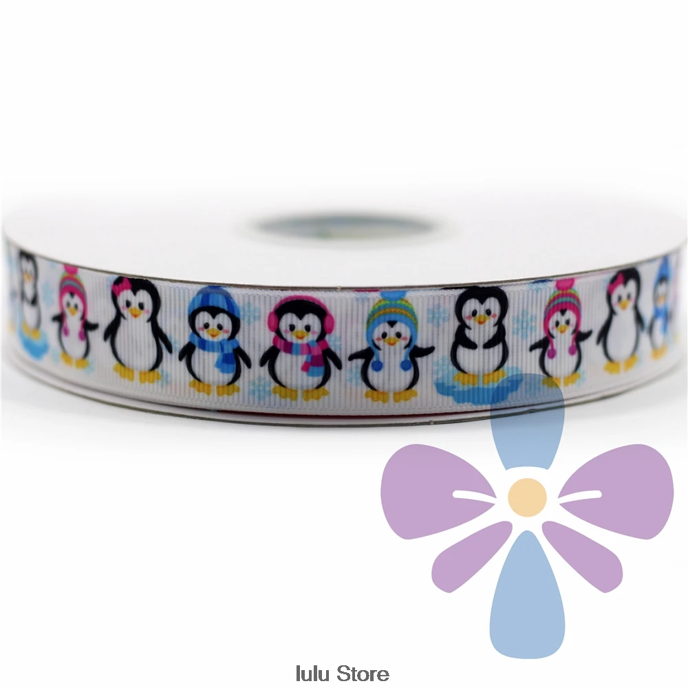 

6mm-75mm Christmas Penguin Printed Grosgrain Ribbon DIY Handmade Hair Bow Hair Clips Accessories MD161017-22-5590