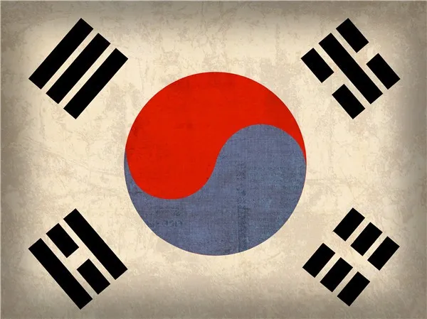 Design-T-125-South Korea Flag Vintage Distressed Finish Mixed Media,