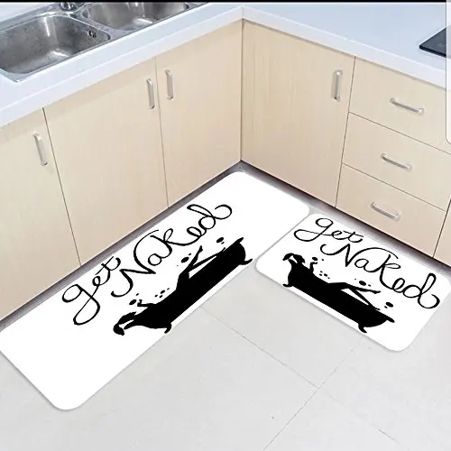 

2 Piece Kitchen Mats and Rugs Set Sexy Women Bathing Funny Get Naked Home Deocr Non Skid Area Runner Doormats Carpet