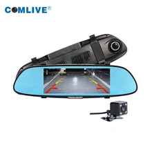 dual cams rearview mirror car dvr 6.5 inch dashcams dvr picture in picture display parking monitor car video record