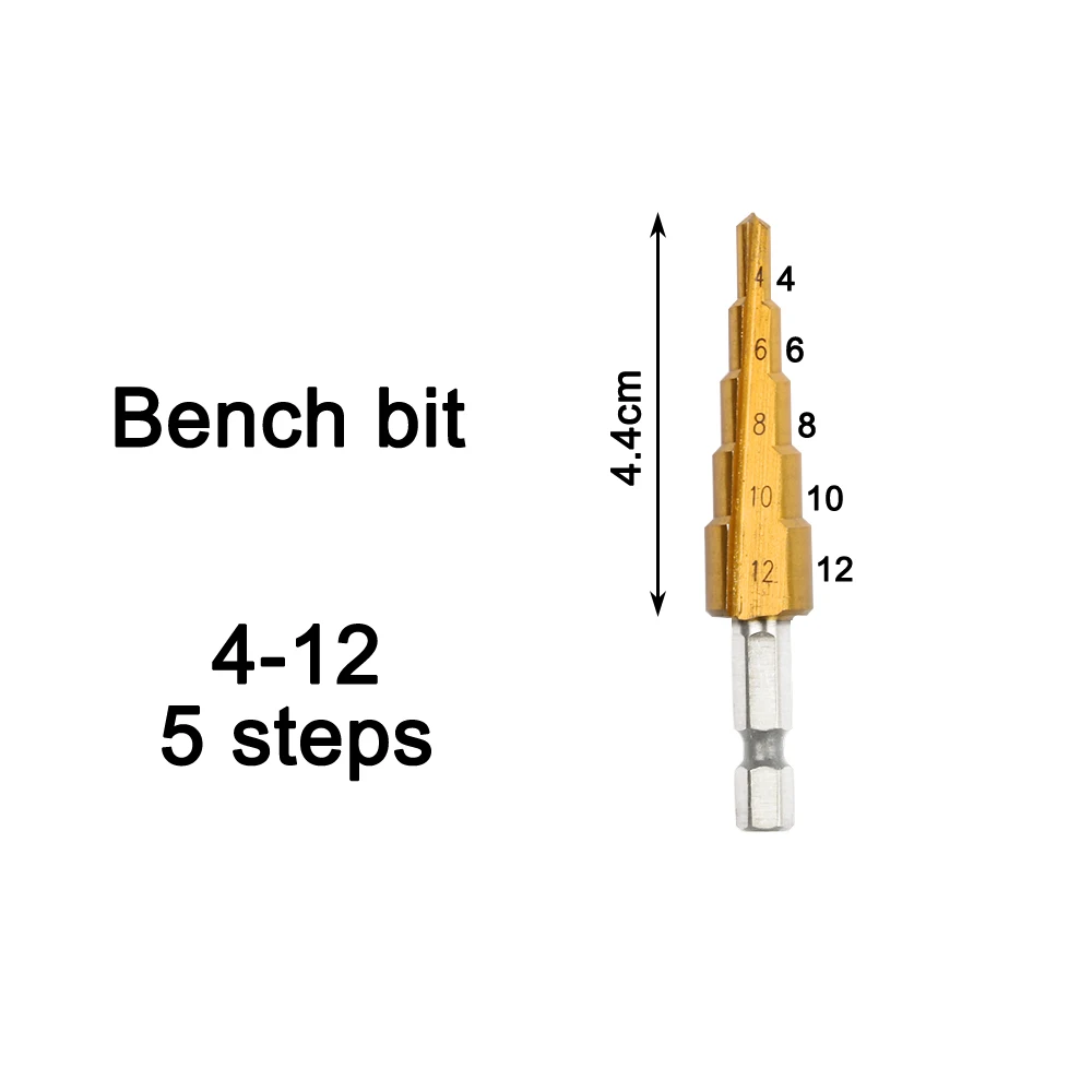 HSS Стальные титановые ступенчатые сверла 4-12 мм 4-20 мм 4-32 мм ступенчатые конусные режущие инструменты сталь Деревообработка Дерево Металл 4-12/20/32 с сумкой