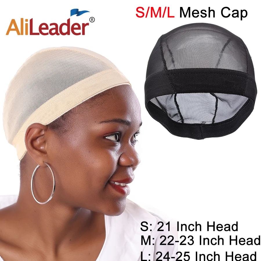 Alileader Black Dome Mesh Wig Caps Easier Sew In Hair Stretchable