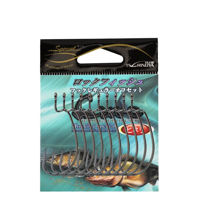 TSURINOYA 10 шт./упак. с высоким содержанием углерода Сталь бронзовых морских рыболовных крючков 2#, 1#, 1/0#2/0# широкий живот кривошипно крюк для Jig Head червь, мягкие наживки для рыбалки