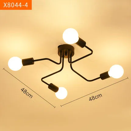 Винтаж кованого железа потолочный светильник 4/6/8 головок потолочный светильник Лофт ретро промышленный светильник ing для гостиной, столовой кафе лампы дневного света - Цвет корпуса: 4 heads