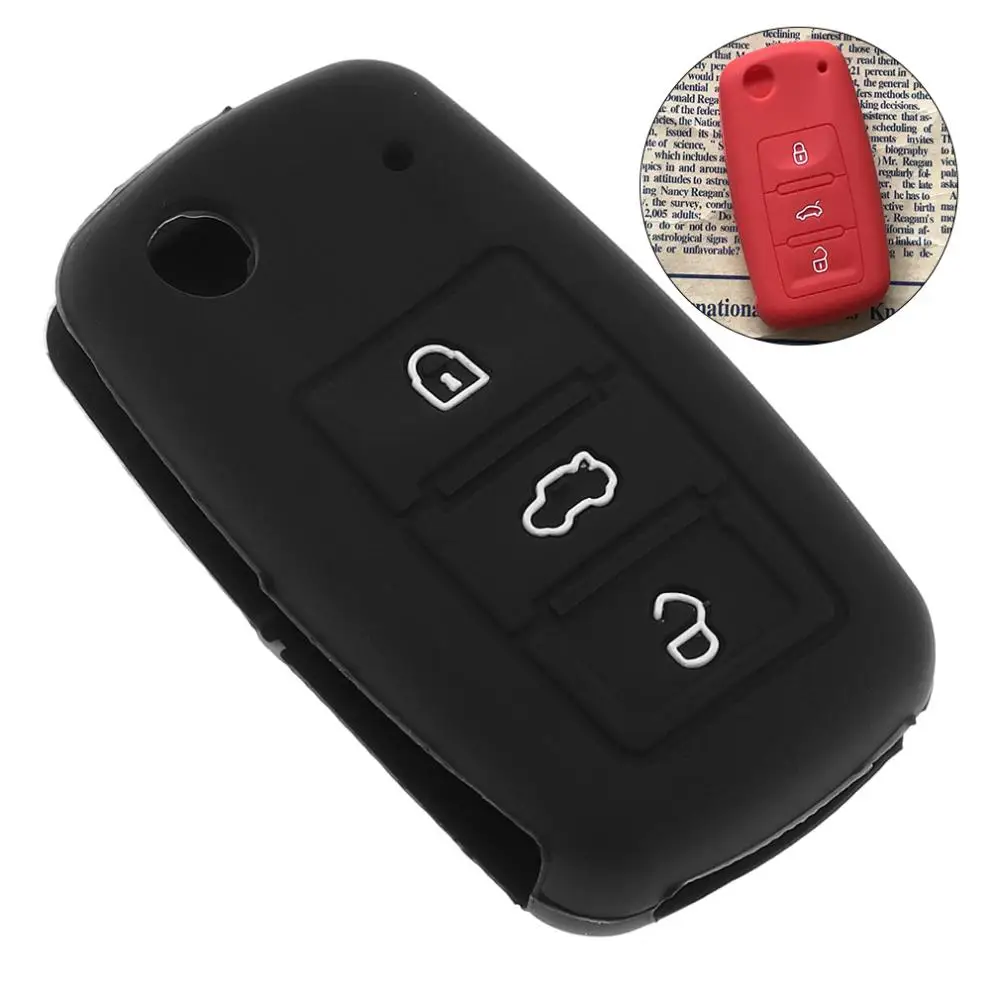 

Silicone 3 Buttons Flip Folding Car key Cover Case Protector for VW Polo Passat B5 Golf 4 5 6 Jetta Mk6 Tiguan Gol Eos Scirocco