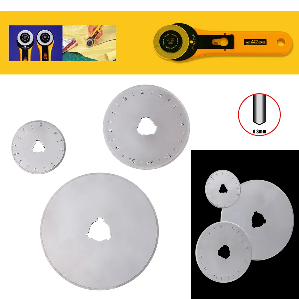 

28/45/60mm Rotary Cutter Blade Cut Off Patchwork Crafts Roller Blade Trimmer for Cloth Fabric Leather Paper DIY Home Sewing Tool