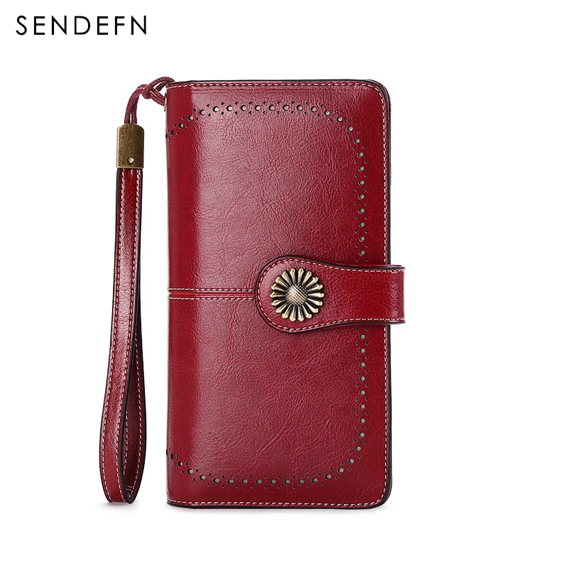 

Women Wallets Leather Cluth Split Leather Female Long Wallet Ladies Zipper Purse Strap Coin Purse Card Holder portefeuille femm