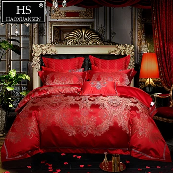 Luxury Red Classic Paisley Jacquard 4 Piece Bedding Sets Wedding Cotton Double Duvet Cover Set Queen King Size 650 Thread Count
Luxury Red Classic Paisley Jacquard 4 Piece Bedding Sets Wedding Cotton Double Duvet Cover Set Queen King Size 650 Thread Count