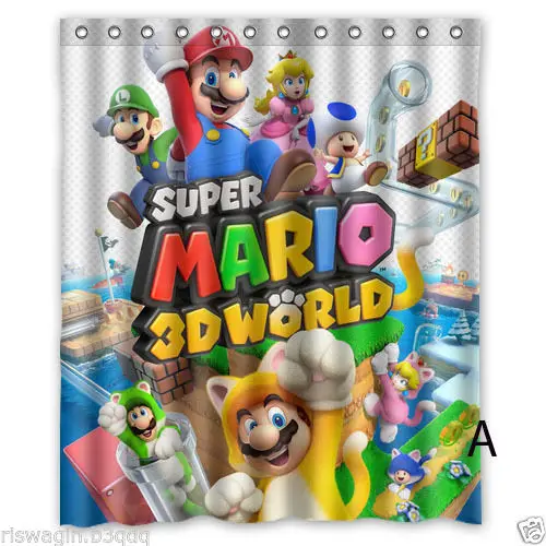 Super Mario 3D Custom Fabric Shower Curtain 60x72 Inchin Shower