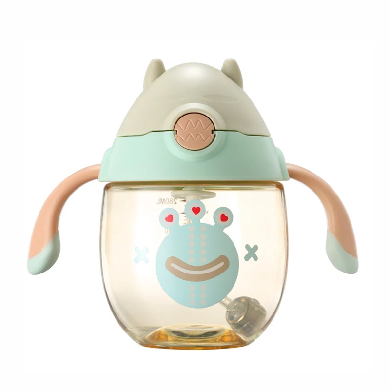 Baby Cute Training Drinker Children Drinking Handle Kettle BPA Free Toddler Leak-Proof Soft Straw Bottle Infant Sippy Cup MY0031 (2)