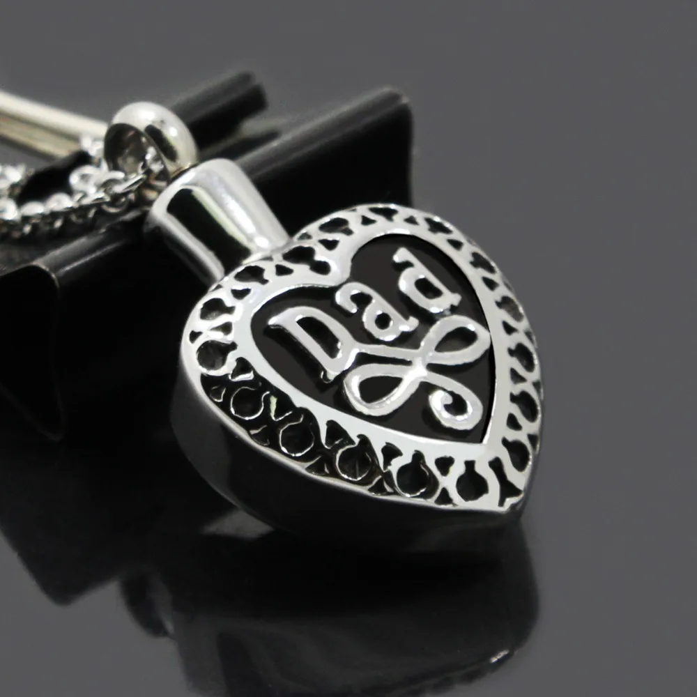 Cylinder "DAD" Cremation Jewelry Keepsake Memorial Urn Necklace Ash