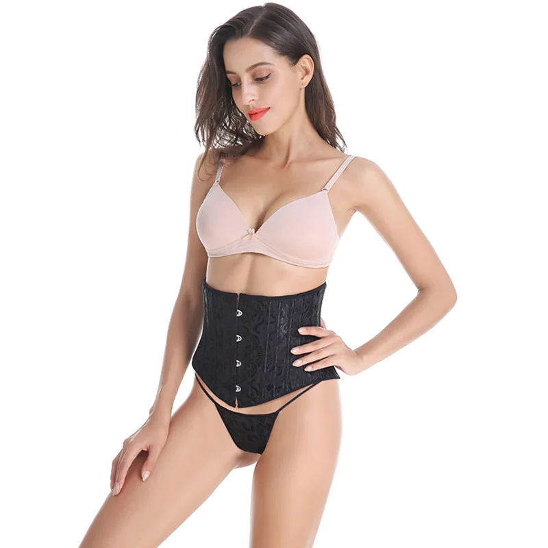 28 Sprial Steel Boned Corset Bustier Black Shapewear Waist Cincher Slim Control Body Shaper Waist Trainer Underbust Corset Sexy (4)