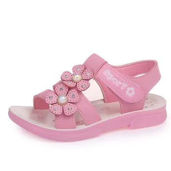 

New Fashion kids sandals Genuine leather girls sandals princess flowers sandals baby girls sandals summer girls shoes size 26-37
