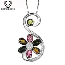 DOUBLE-R 925 стерлингов Серебряные ожерелья и Подвески женские красочные драгоценный камень Подвески женский, черный пятницу Ювелирные украшения CAP02419A