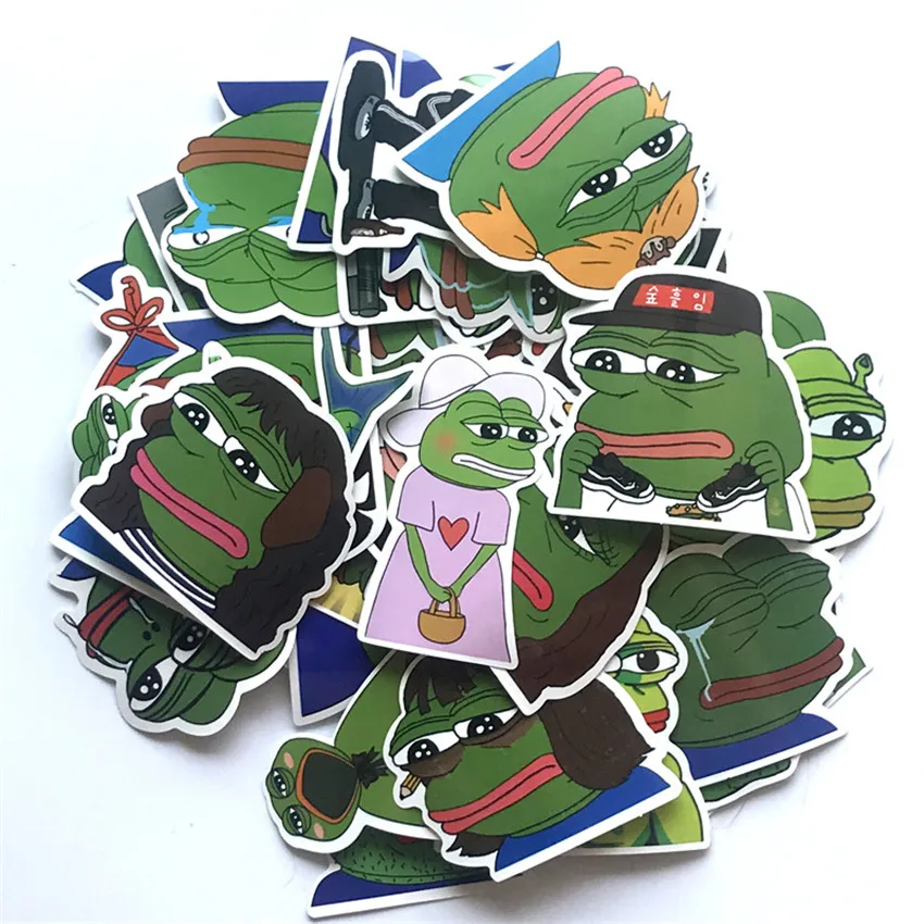 

42 Pcs/set Cartoon Sad Pepe Frog Anime PVC Waterproof Stickers Kids Toys Decor Suitcase Notebook Bicycle Car Guitar Skateboard