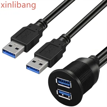 

2 Ports Dual USB 3.0 Extension AUX Flush Mount Car Mount Extension Cable for Car Truck Boat Motorcycle Dashboard Panel - 1M