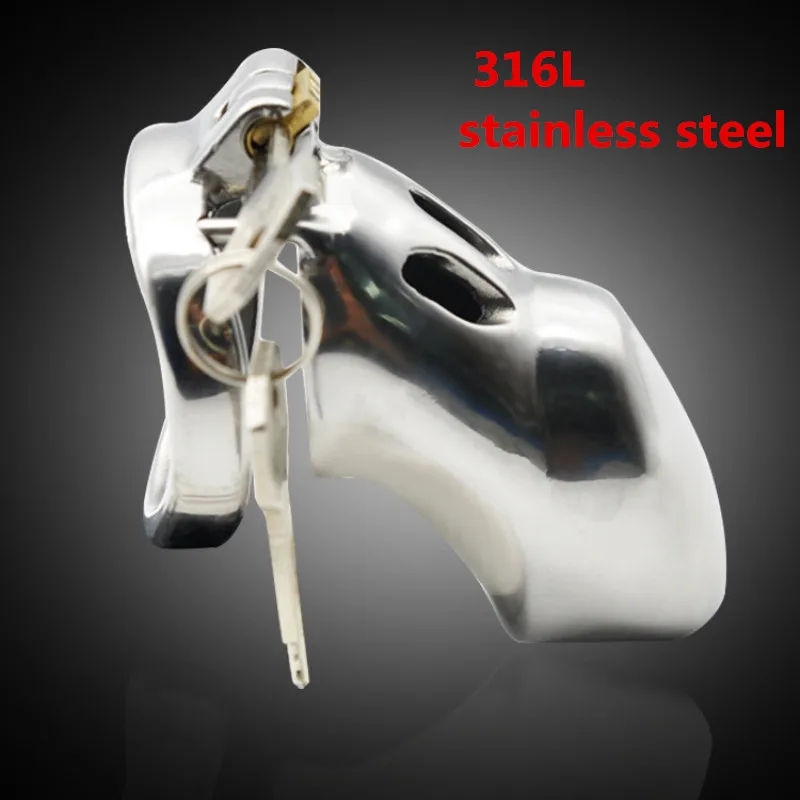 ФОТО New High Quality 316L Stainless Steel Male Chastity Cage with Arc-shaped Cock Ring Penis Ring Men's Chastity Devices G210