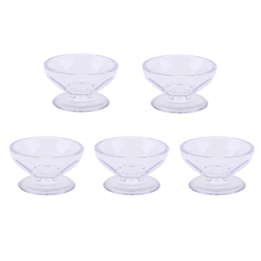 1/6 Dollhouse Miniature Tableware Ice Cream Cup Foods Fruits Glass End Table Decor 5 Pieces Set