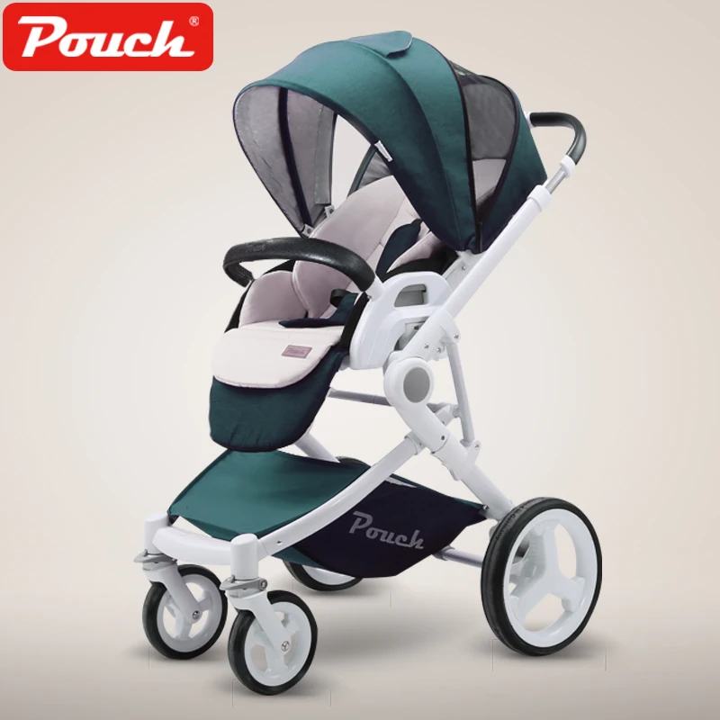 

Pouch High Landscape Visiable Umbrella Baby Stroller Two Way Baby Carriage 3 In 1 Portable Lightweight Four Wheels Baby Pram