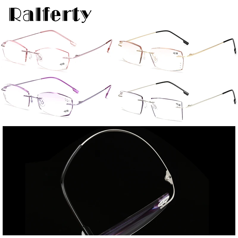 Ralferty, роскошные женские очки без оправы для чтения, женские прозрачные очки для зрения, диоптрийные очки, gafas de lectura A117