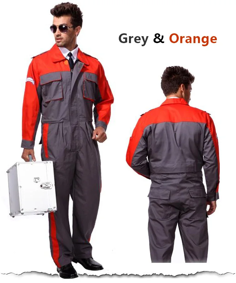 SPARDWEAR,, рабочая одежда, фабричная униформа, безопасная Мужская рабочая одежда, рабочая одежда, большой размер, костюм, наборы, мужские комбинезоны - Цвет: GreyOran