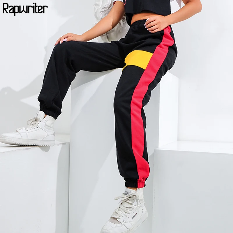 

Rapwriter Fashion Stretch High Waist Panelled Patchwork Pants Women 2019 Summer Streetwear Cargo Jogger Women Pencil Pants