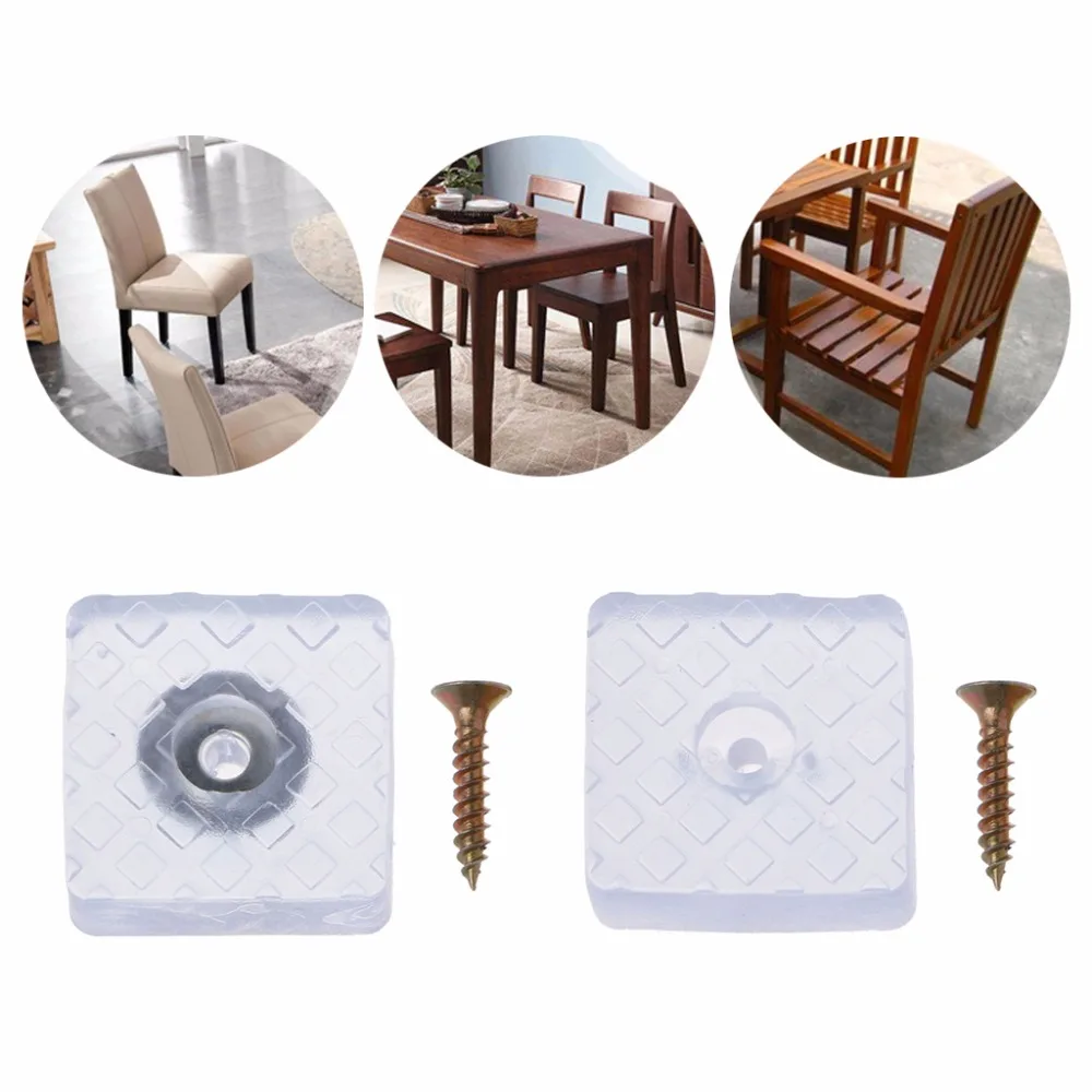 OOTDTY Clear Square Shape Rubber Non Slip Non Skid Feet Pad for Table