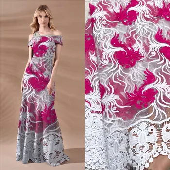 

2019 Embroidery Beautiful French Tulle net lace high quality Nigerian African tulle mesh lace fabric for dress 5 yards jy65-1959