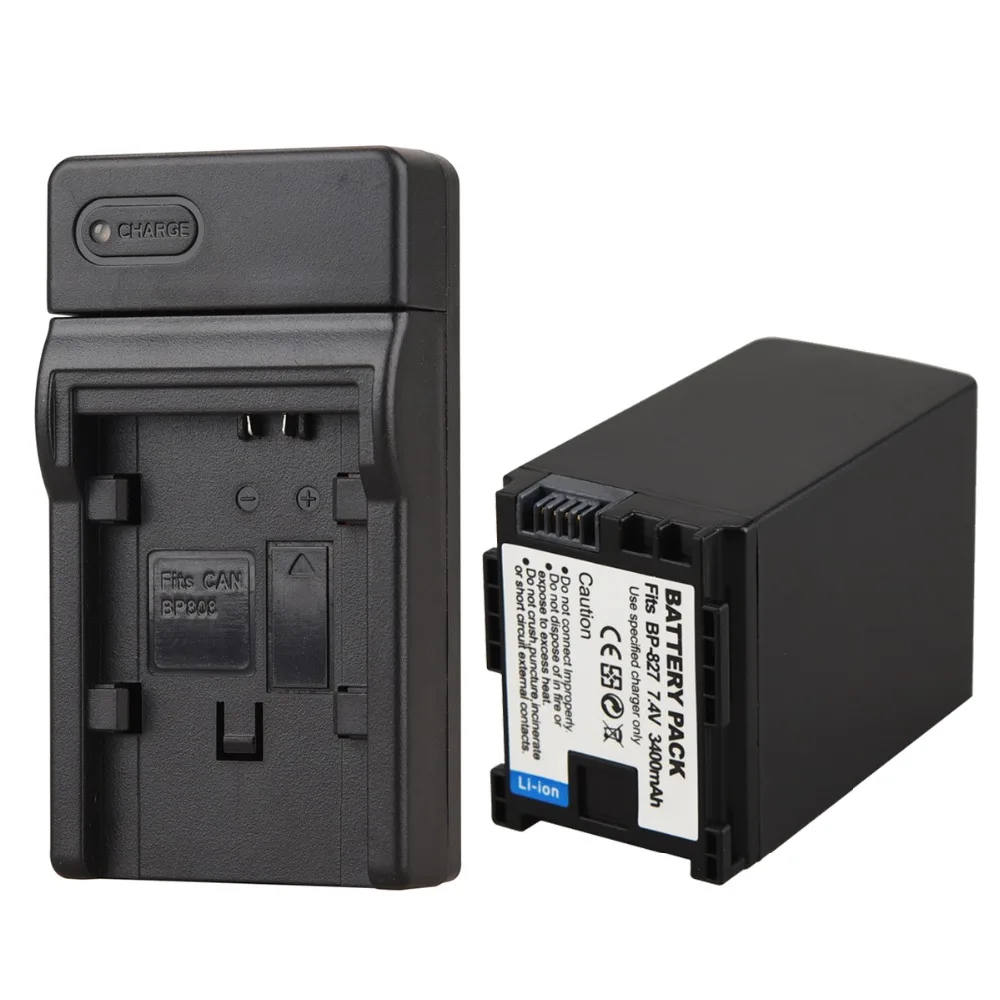 

3400mAh BP-827 BP-819 Rechargeable Li ion Battery For Canon iVIS HF10 HF100 LEGRIA HFS10 VIXIA HF S11 Backup Battery +Charger