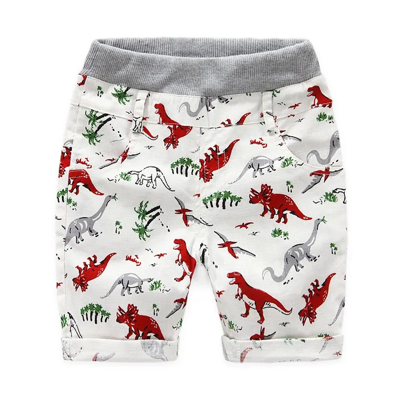 Детские повседневные шорты для мальчиков, свободные короткие штаны с рисунком динозавра, Летний стиль