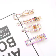 Модные корейские красочные заколка для волос с кристаллами геометрический горный хрусталь волос заколка для женщин обувь для девочек аксессуары для укладки волос