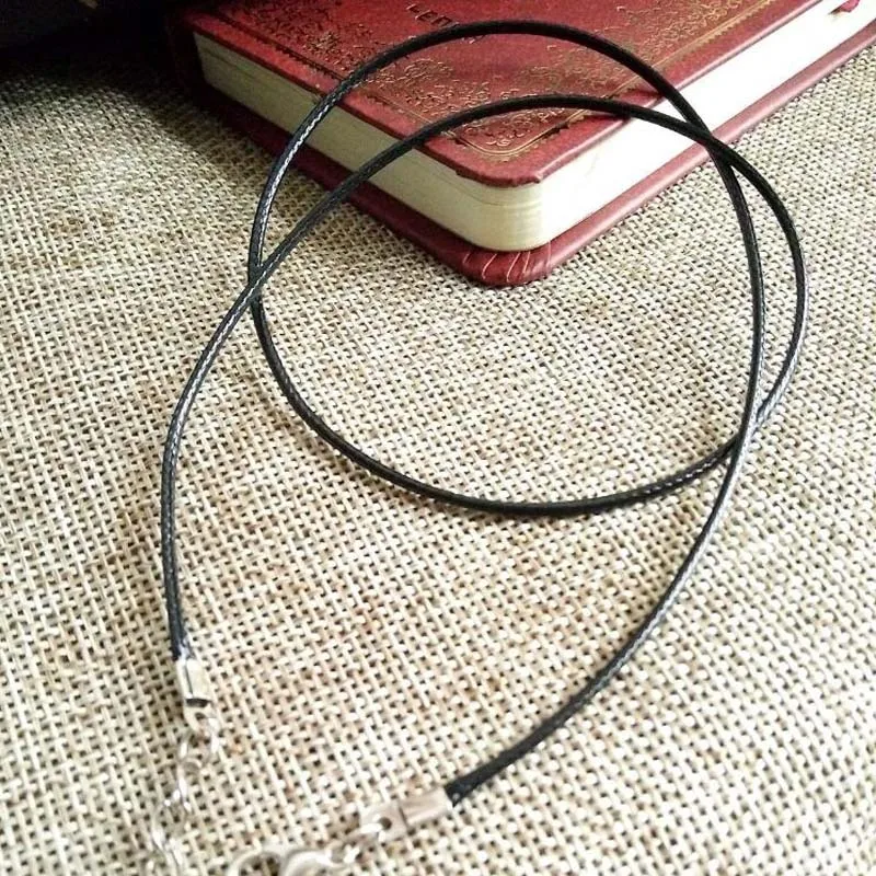 

2 Pcs Pendant Cords Lanyard 1.5MM Black Wax Rope Lobster Clasp Necklace Lanyards New Fashion Jewelry Pendant Cord Free Shipping