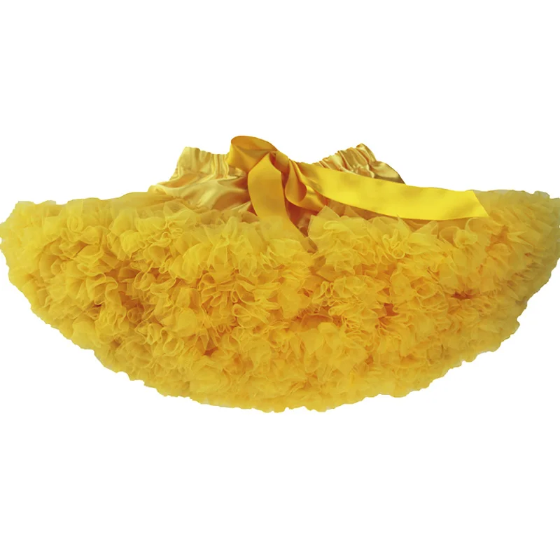 Factory Offer Solid Gold pettiSkirt fully chiffon tutus children dancing clothing