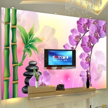 Пользовательские печатные обои бамбук Орхидея Бабочка Большой ТВ фон настенное украшение панно нетканые обои Papel де Parede