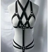New fashion pastel goth bust bondage suit fetish wear sexy lingerie female bust dress set bondage studded garter belt retail