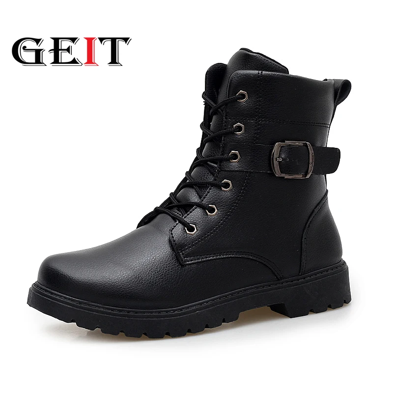 

Men's Moto Boots Outdoor Mid-calf Army Boots Men's Leather Military Desert Tactical Boot Shoe Black White Combat Boots Winter
