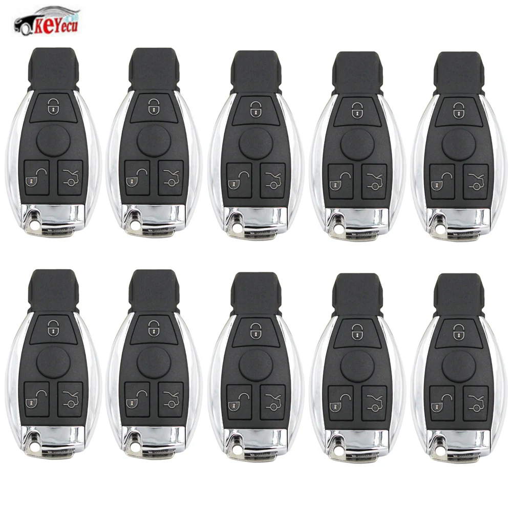 

KEYECU 10Pcs 3 Buttons Xhorse VVDI BE Key Pro Improved Version Keyless Entry Remote Car Key fob 315MHz /433MHz for Mercedes-Benz