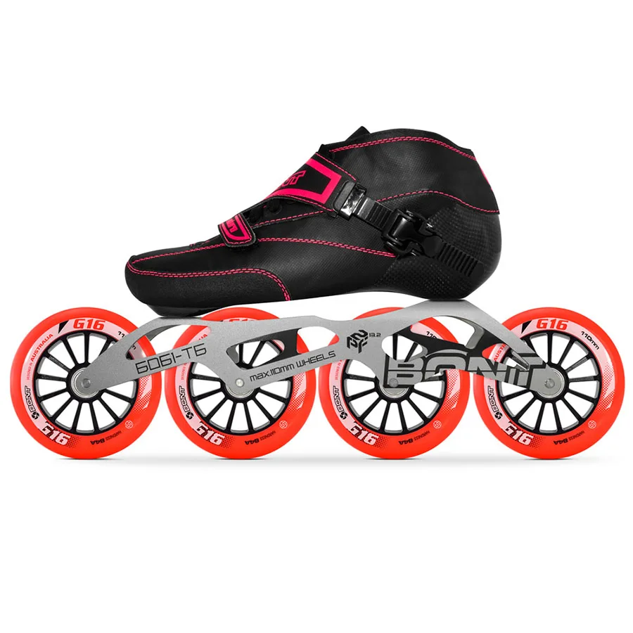 100% الأصلي بونت إندورو 2PT سرعة حذاء تزلج بعجلات Heatmoldable ألياف الكربون التمهيد 195 مللي متر 6061 الإطار 4*90/100 /110 مللي متر عجلات Patines