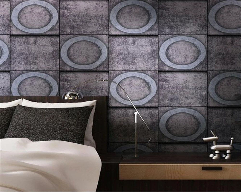 Avoir Images Beibehang Mural Industriel Vent Cercle Brique 3d Papier Peint Bar dernière par