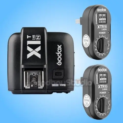 

Godox X1T-N 2.4G TTL Wireless Transmitter for Nikon+ 2PCS XTR-16 Wireless Receiver