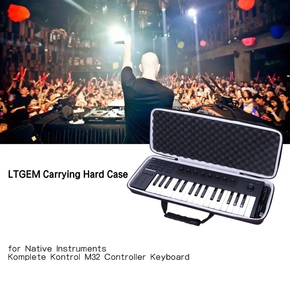  LTGEM EVA Black Carrying Hard Case for Native Instrument Komplete Kontrol M32 Controller Keyboard