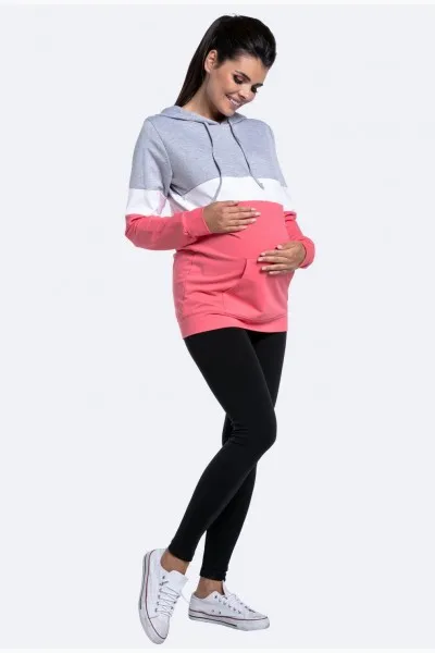 Полосатая одежда для беременных и кормящих с длинными рукавами; Одежда для беременных с капюшоном; топы для грудного вскармливания; Лоскутная Футболка для беременных женщин - Цвет: red