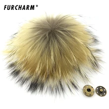 16 см реальная енота Мех животных пом брелок пушистый Мех животных шары из натуральной Мех животных помпонами для сумка Шапки Кепки шарф прихватки для мангала с Пуговицы