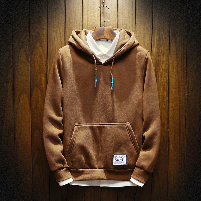 2018 New Autum Spring Mens Hoodies Plus Velvet Thickening Student Pullovers Boy Hooded Solid Color Hoodie Tops Tees | Мужская одежда